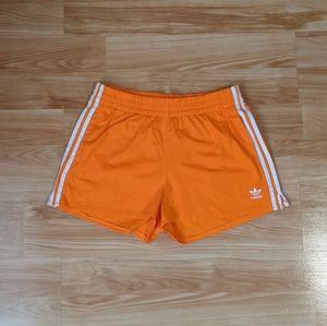 Orange Adidas Three-Striped Shorts